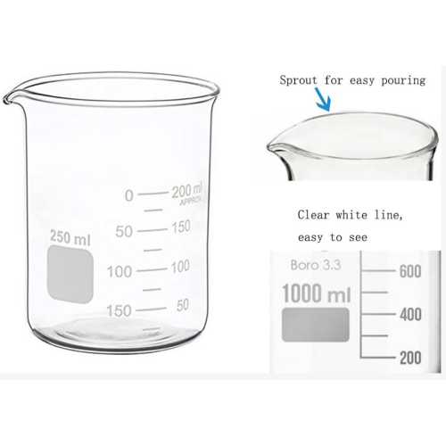 Shop for High-Quality Borosilicate Glass Beakers in 250ml, 500ml, and 1000ml Sizes with Graduations